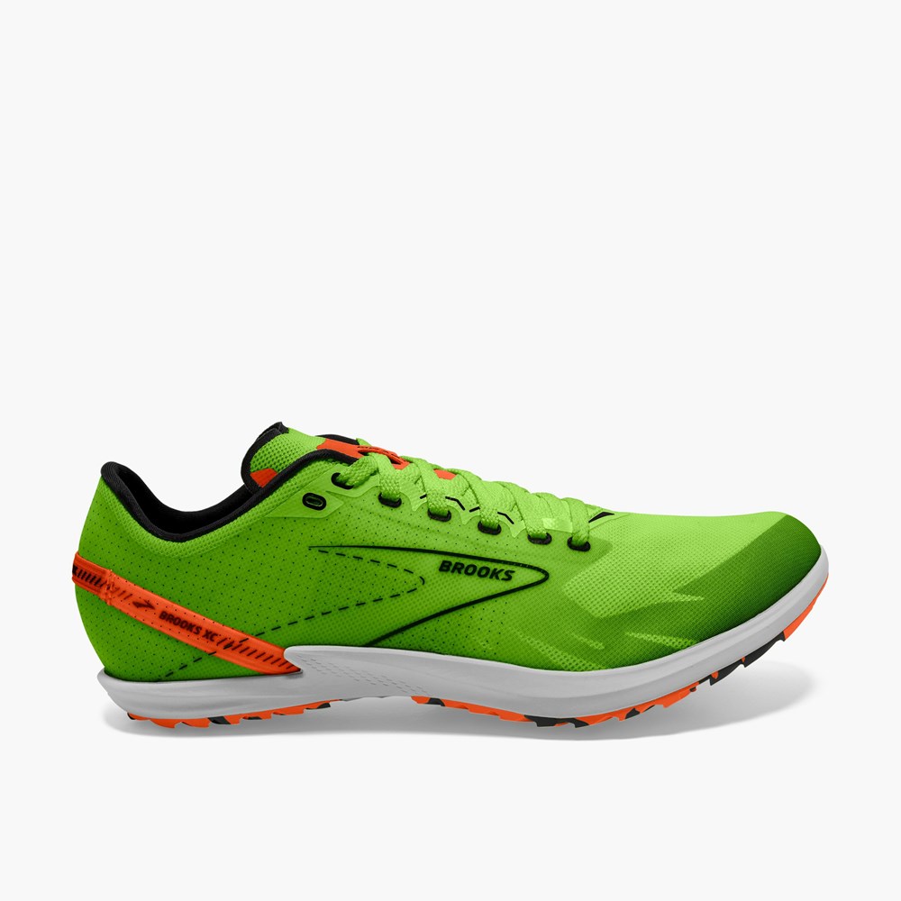 Chaussure Running Brooks Draft XC Spikeless Cross Country Vert Rouge Orange Blanche Homme | CHN-5047630